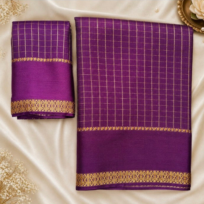Viscose Check Saree