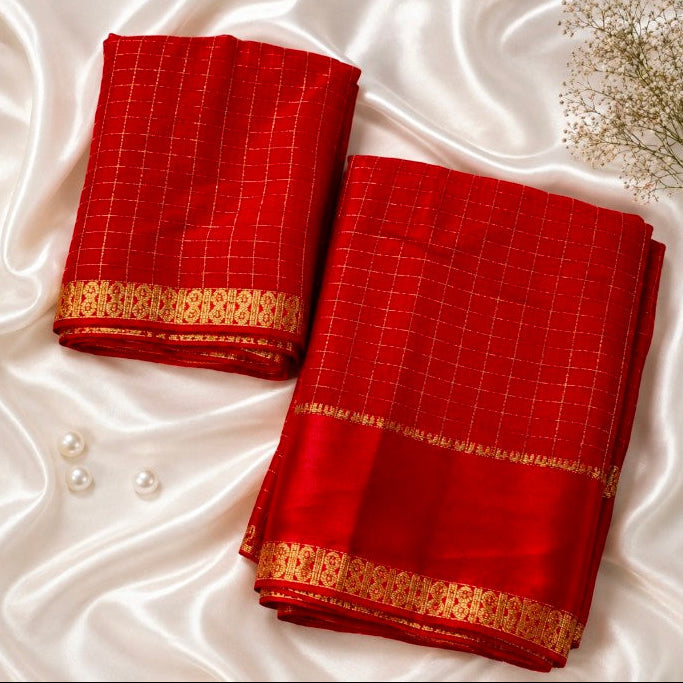 Viscose Check Saree