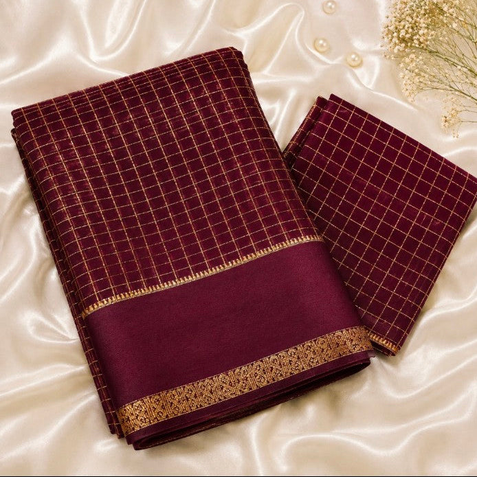 Viscose Check Saree