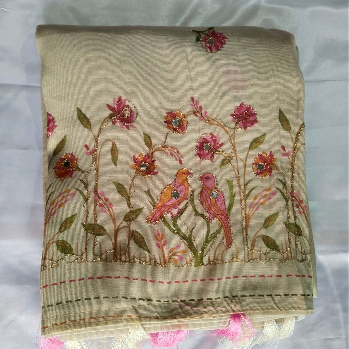 Soft Kora Tissue Linen Cotton Saree