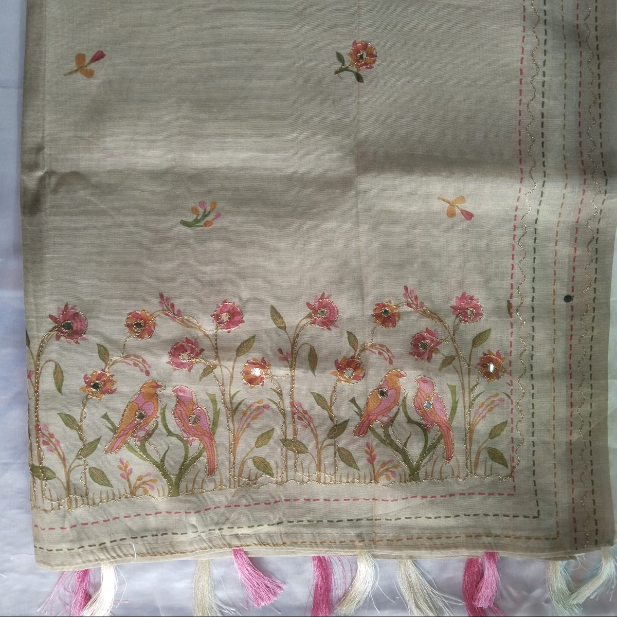 Soft Kora Tissue Linen Cotton Saree