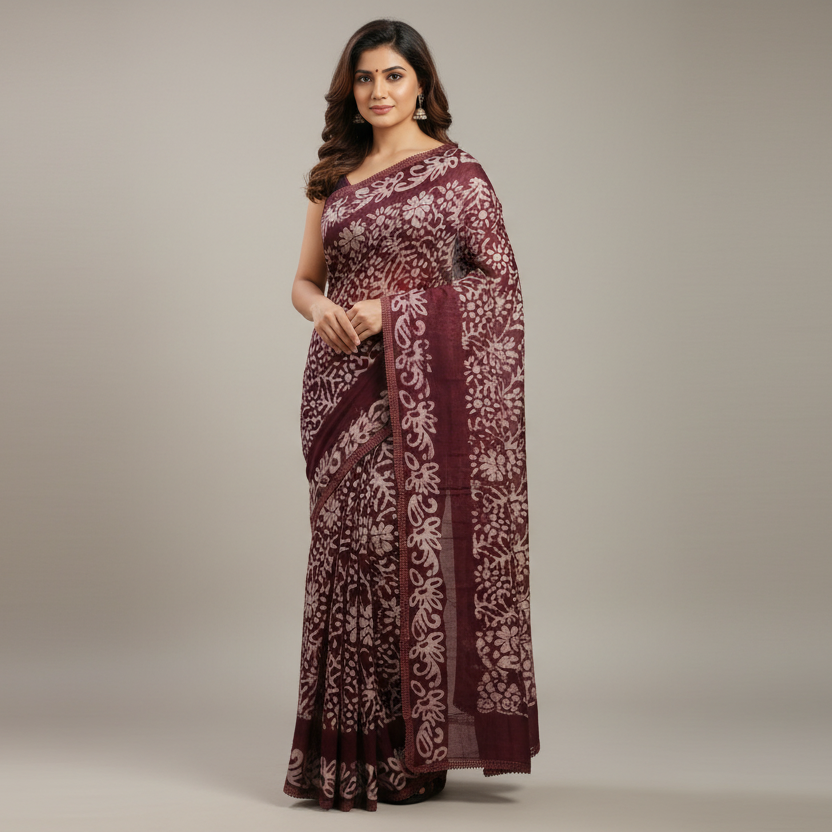 Batik Saree Draped on Model