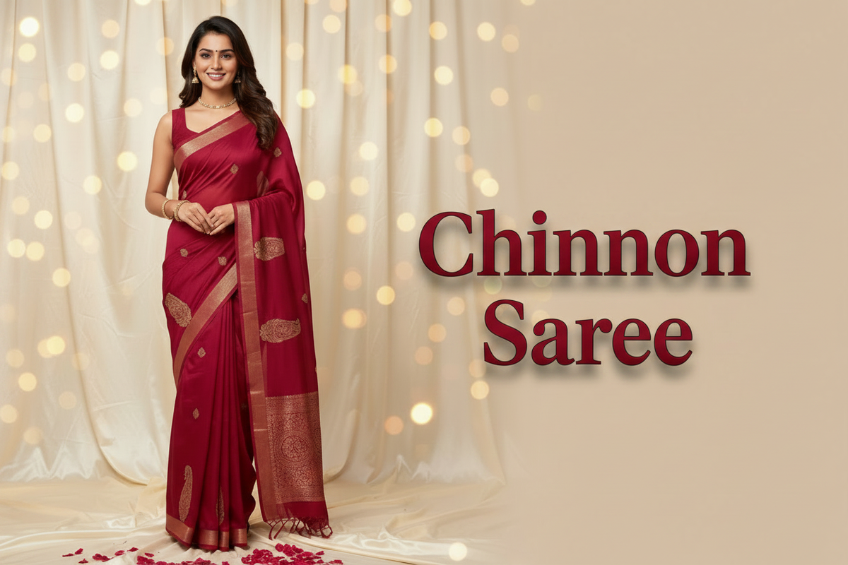 Chinnon Saree - Maroon Letters
