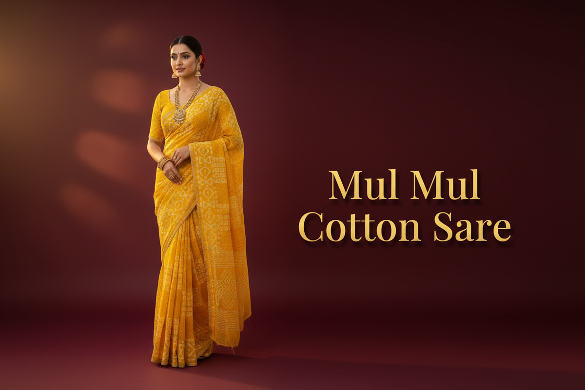 Mul Mul Cotton Saree - Maroon Background