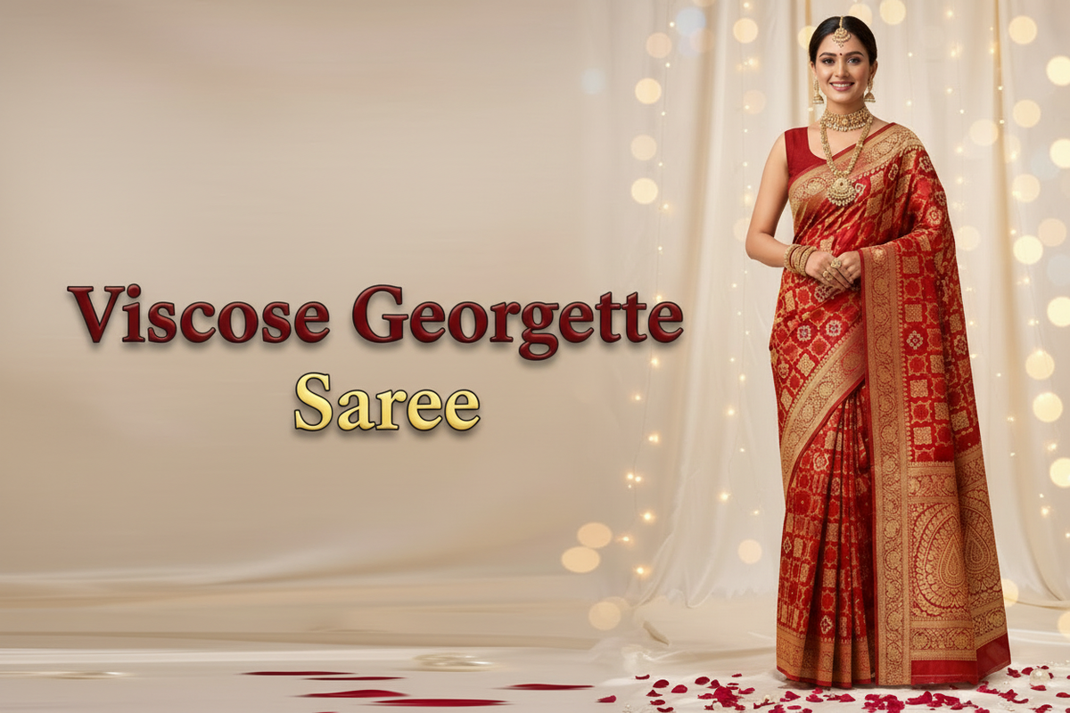 Viscose Georgette Saree - Maroon Letters